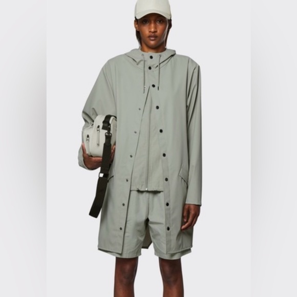 Rains Jackets & Blazers - NWT Rains Long Jacket Cement Color Size L Retails $125